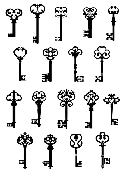 Большой набор декоративных старинных ключей — стоковый вектор