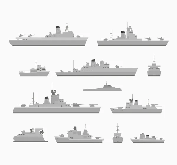 Набор военных кораблей — стоковый вектор