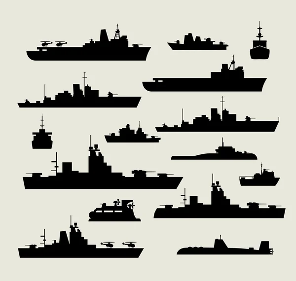 Силуэты кораблей — стоковый вектор