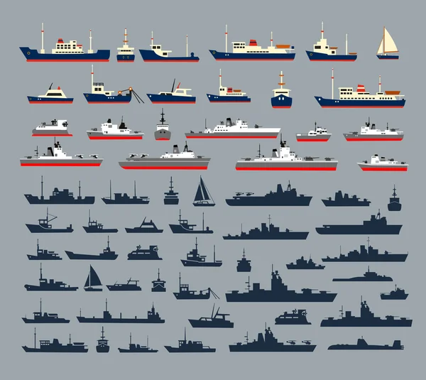Силуэты судов — стоковый вектор