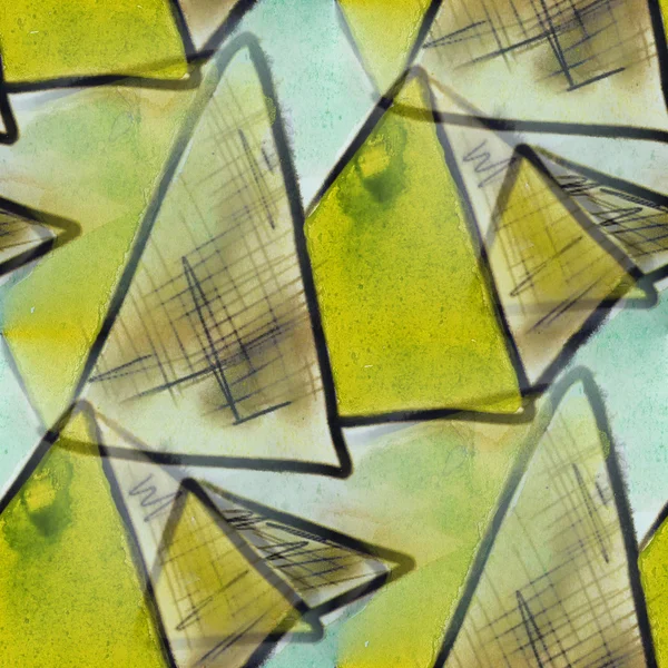 Кляксы зеленый треугольник акварели бесшовный фон — стоковое фото