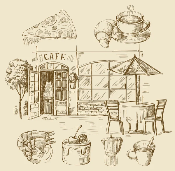 Рисованной кафе — стоковый вектор