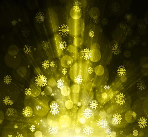 Рождество золотое дерево, красивые снежинки и сияющих звезд — стоковое фото