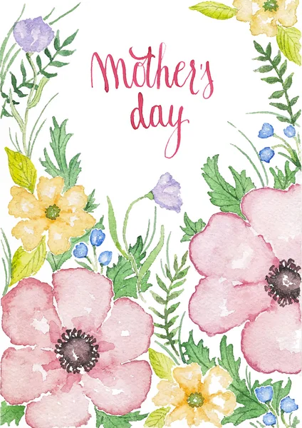 День матери. Цветочная рамка. Акварель фон с цветами — стоковый вектор