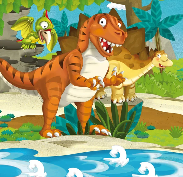Счастливый мультфильм динозавров — стоковое фото