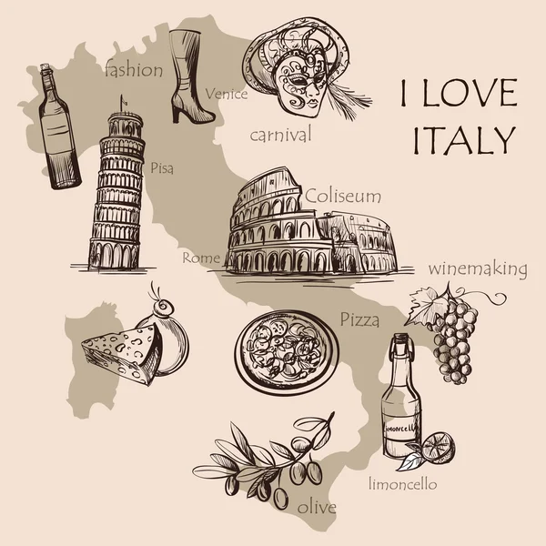 Творческие карта Италии — стоковый вектор