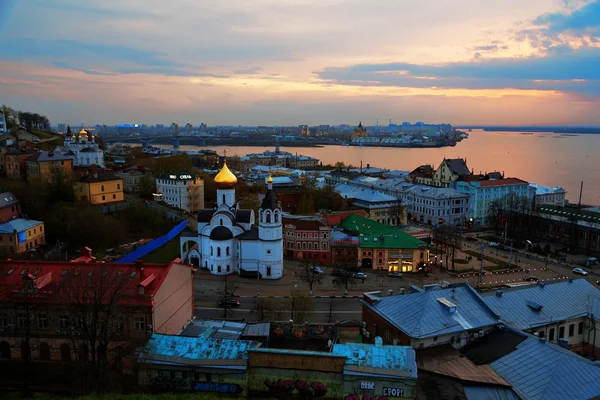 Вид на центр Нижний Новгород на закате — стоковое фото