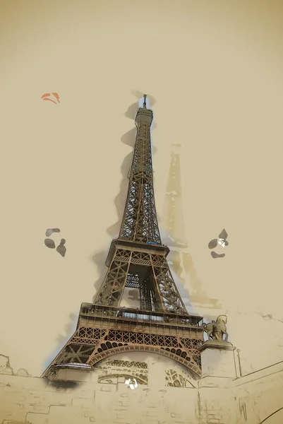 Эйфелева башня в сумерках — стоковое фото