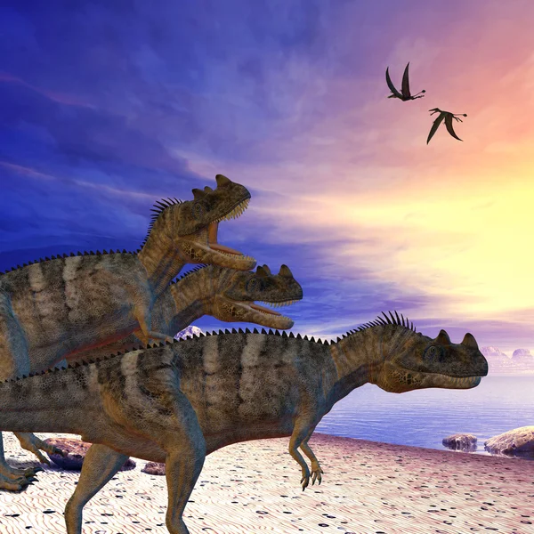 Цератозавр на охоту — стоковое фото