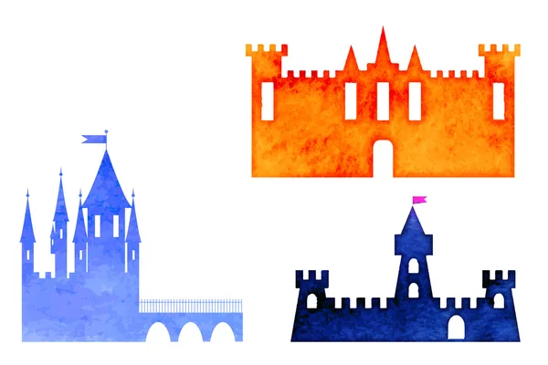 Набор акварели замков — стоковый вектор