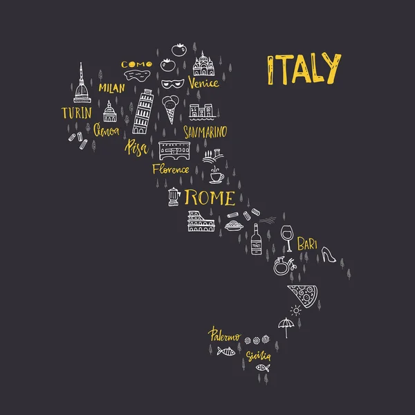 Handdrawn карта Италии — стоковый вектор