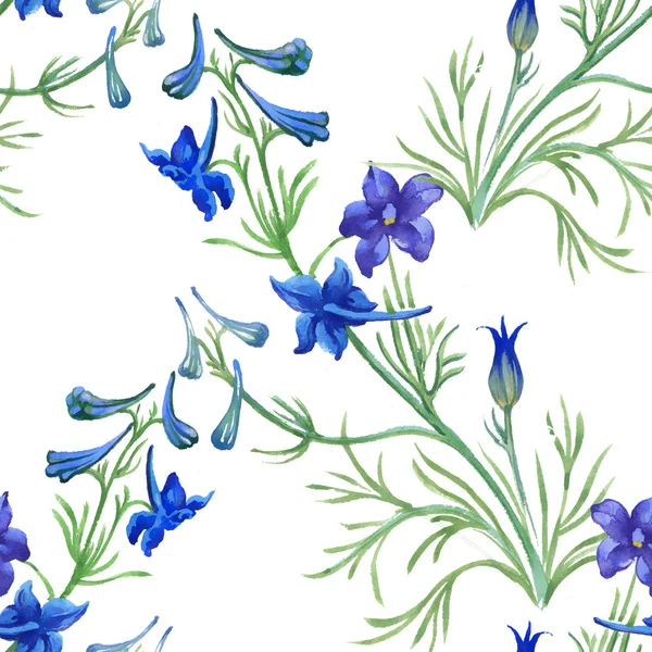 Голубой акварелью полевые цветы — стоковое фото