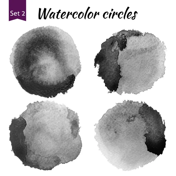 Набор акварели темно серый круги — стоковое фото
