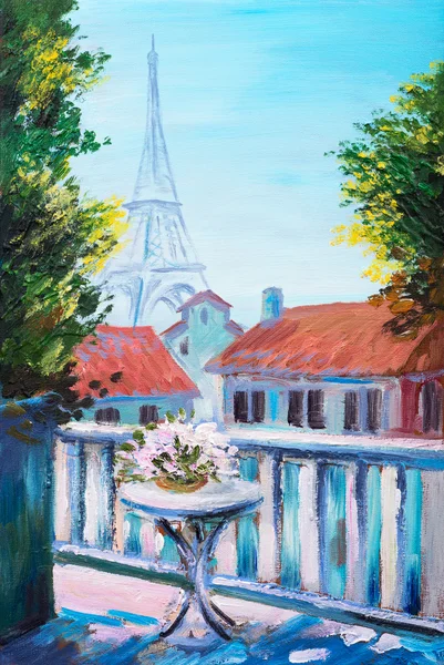 Картина маслом Эйфелевой башни, Франция — стоковое фото