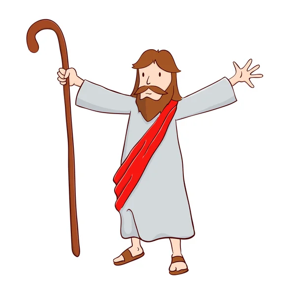 Иисус Христос Пастырь с распростертыми объятиями — стоковый вектор