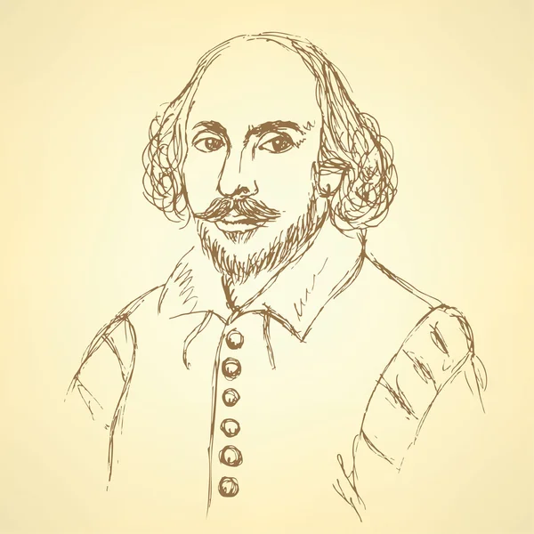 Эскиз william портрет Шекспира в старинном стиле — стоковый вектор