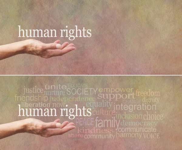 Прав человека находится в наших руках кампании баннер — стоковое фото