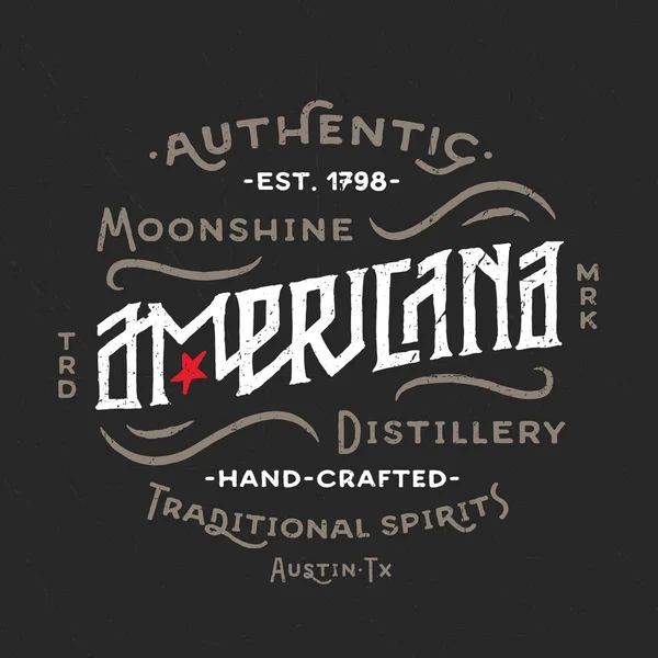 Americana Moonshine Distillery Vintage Design — стоковый вектор
