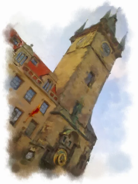 Прага, выполненные в стиле акварели — стоковое фото