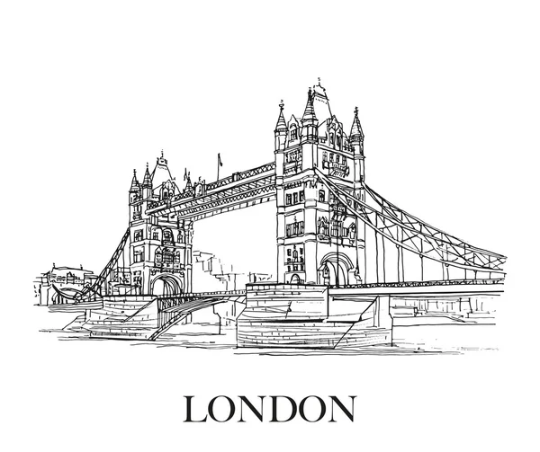 LONDON, UK - Tower Bridge, hand created sketch — стоковый вектор
