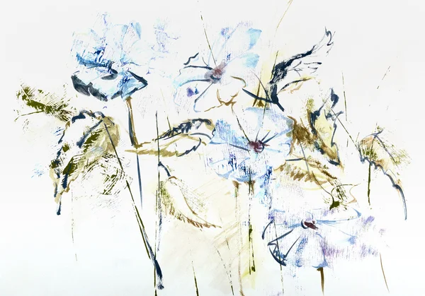 Стилизованные руки обращается акварель цикорий цветы в impressionis — стоковое фото