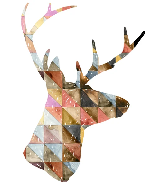 Deer illustration. Forest Deer. Deer silhouette. Watercolor deer graphic illustration. Deer T-shirt design. — стоковое фото