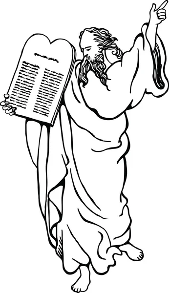 На камне высечены Moses, перевозящих десять заповедей — стоковый вектор