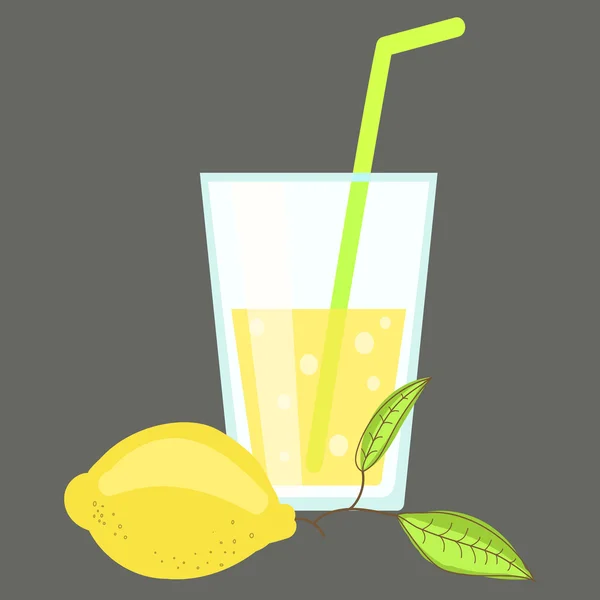 Свежий холодный лимонад. Стакан сока цитрусовых. Лимонный соды коктейль — стоковый вектор