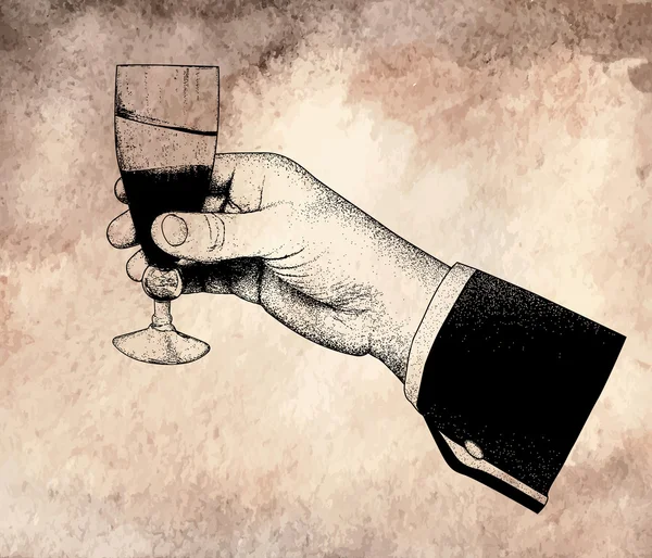 Ман рука бокала шампанского — стоковый вектор