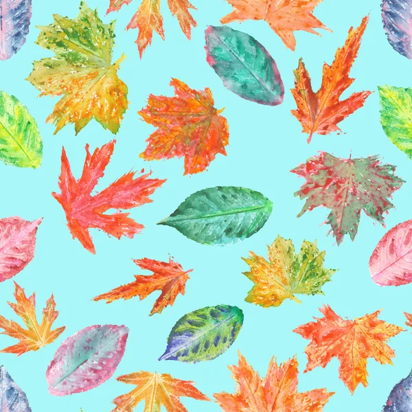Шаблон с акварелью осенние листья — стоковое фото