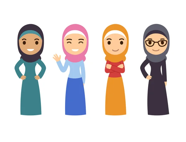Набор арабских мусульманских женщин — стоковый вектор