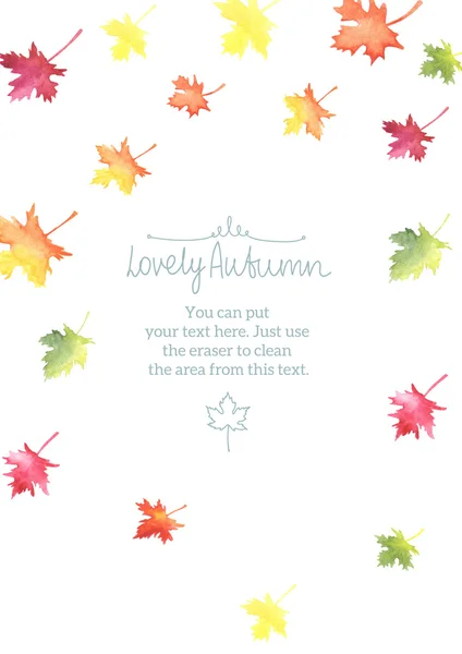 Акварель Осенняя рамка с красочные листья — стоковое фото