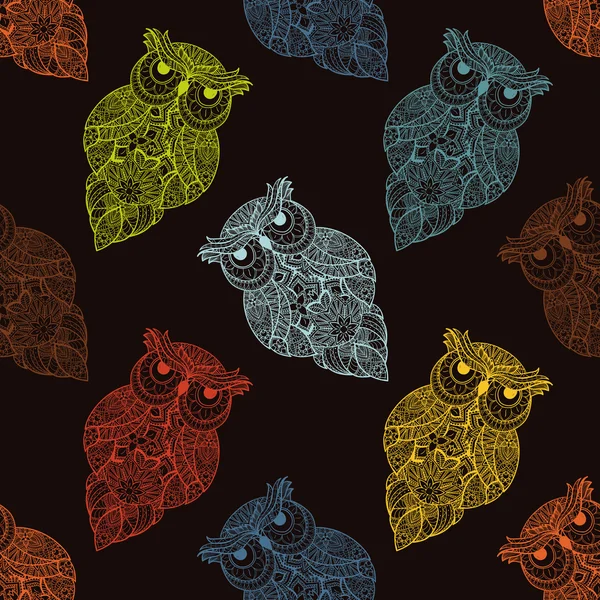 Illustration of ornamental owl. Bird illustrated in tribal. — стоковое фото
