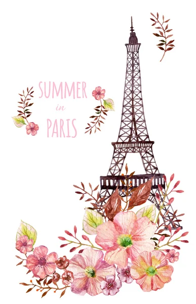 Париж Акварельные иллюстрации — стоковое фото