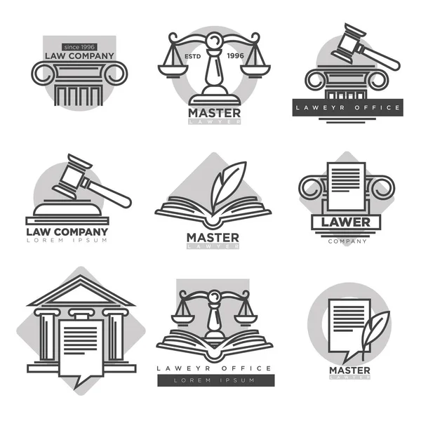 Набор логотипов компании закон — стоковый вектор