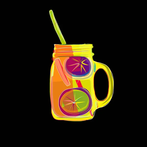 Чашка с лимонадом, эскиз для вашего дизайна — стоковый вектор