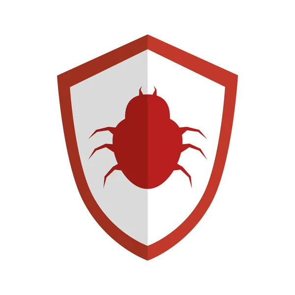 Эмблема силуэт цвет щита с вирусом Жук — стоковый вектор