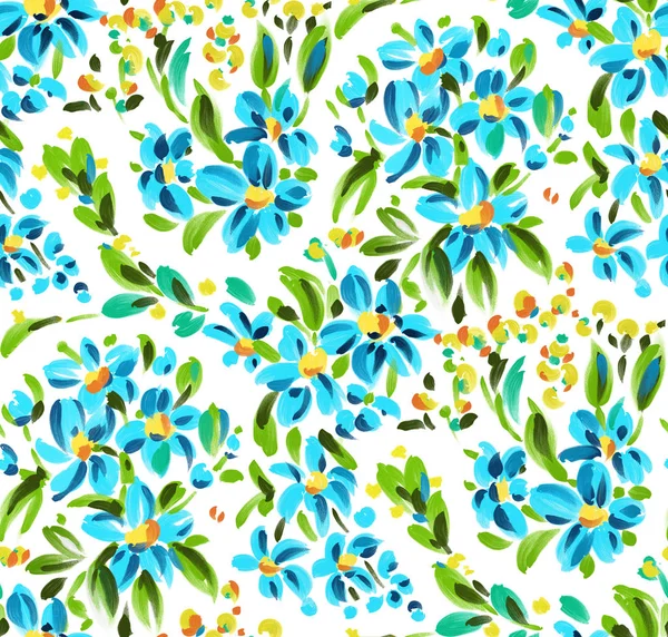Голубые цветы в акварели — стоковое фото