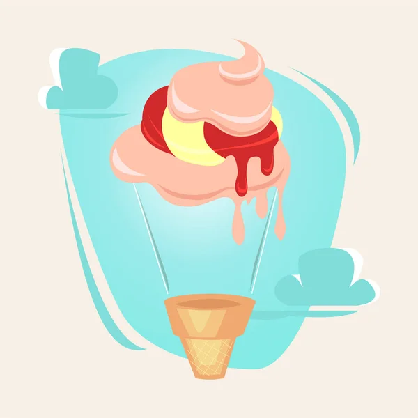 Мороженое, как воздушный шар иллюстрации. Концепция векторные иллюстрации — стоковый вектор
