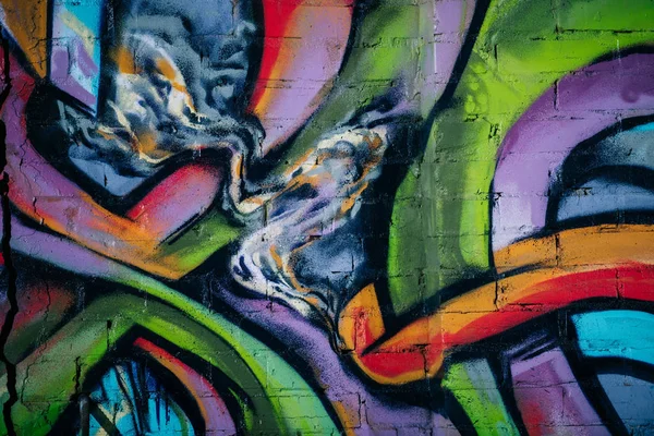 Заделывают Красочные Граффити Стену Городе Уличного Искусства — стоковое фото