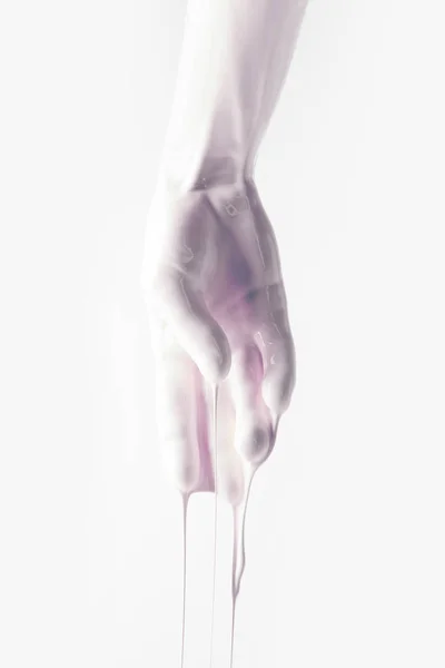 Обрезанное Изображение Женской Руки Paint Изолированные Белом Фоне — стоковое фото