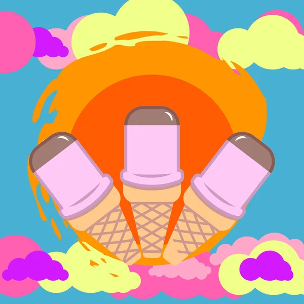 Векторная Иллюстрация: три мороженое — стоковый вектор