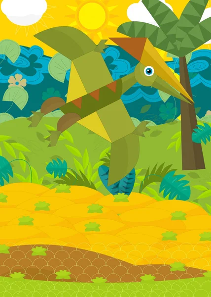 Мультфильм полет птеродактиля динозавров — стоковое фото