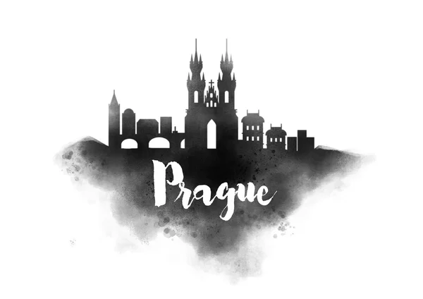 Горизонты города Прага акварель — стоковое фото
