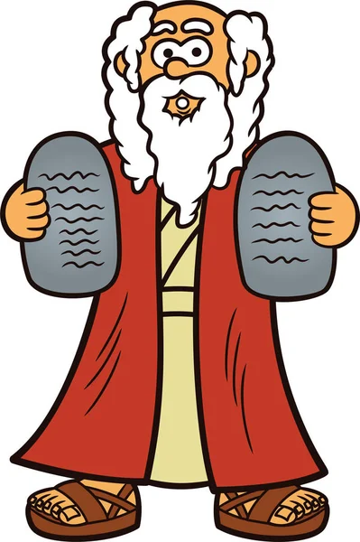Моисей с двумя камнями из десяти заповедей иллюстрации шаржа — стоковый вектор