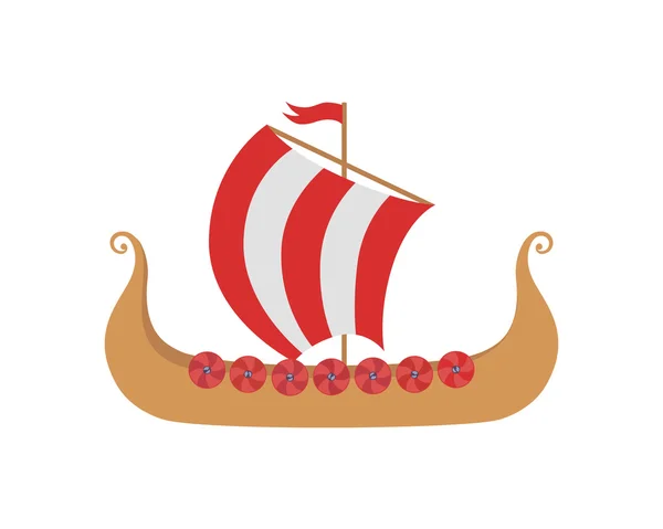 Drakkar - корабль викингов в нордической море — стоковый вектор