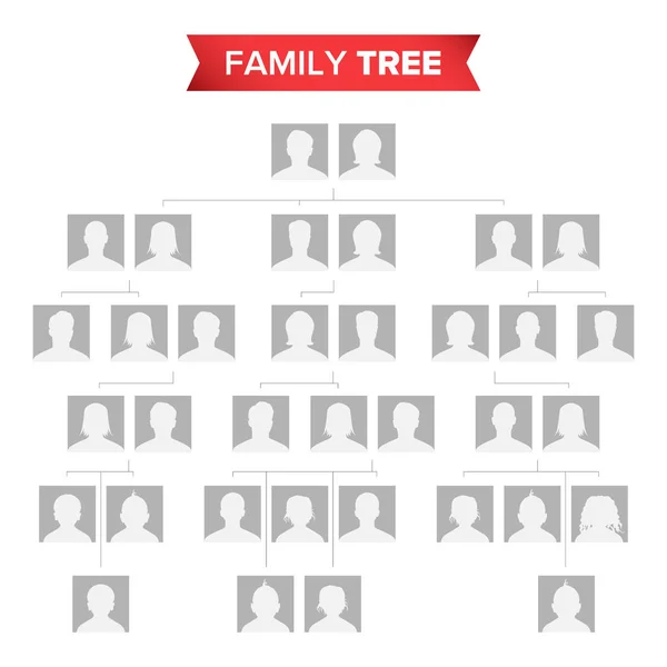 Генеалогическое дерево пустой вектор. История семьи дерево с по умолчанию иконки людей — стоковый вектор