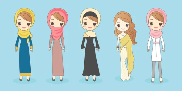 Арабская женщина носить различные одежды — стоковый вектор