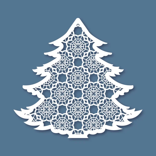 Christmas tree with geometric pattern. Laser Cutting template — стоковый вектор
