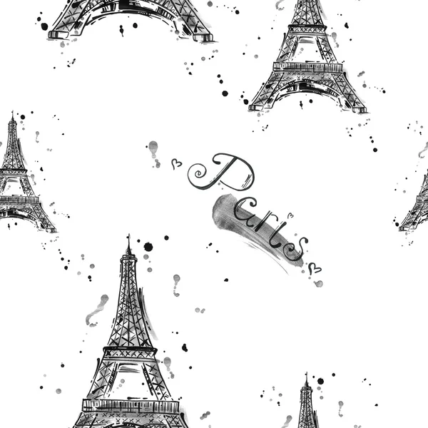 Акварель Иллюстрация Эйфелевой башни — стоковое фото